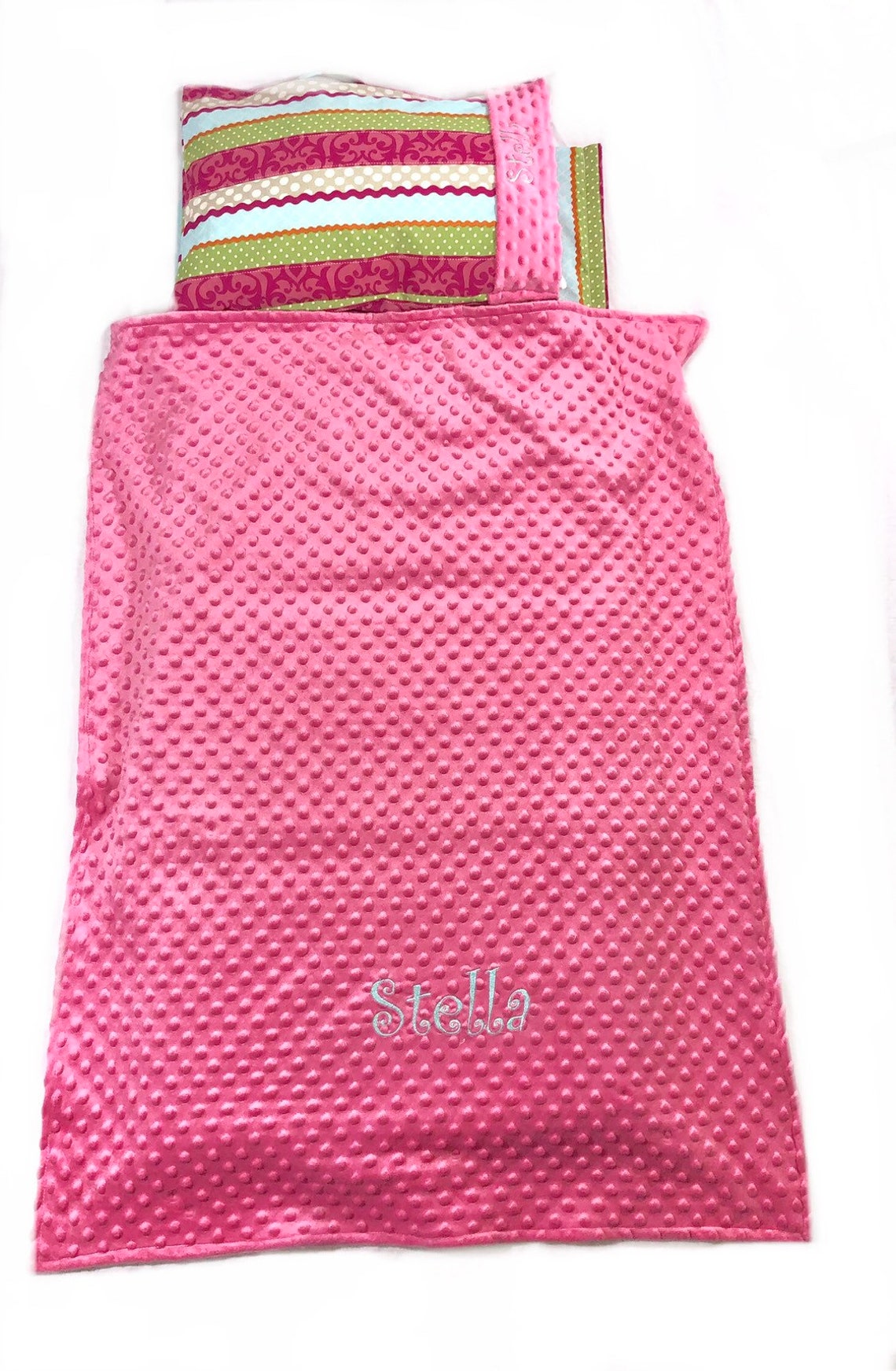 Girl Multi Color Stripe Kindermat Cover With Pillow Minky Etsy