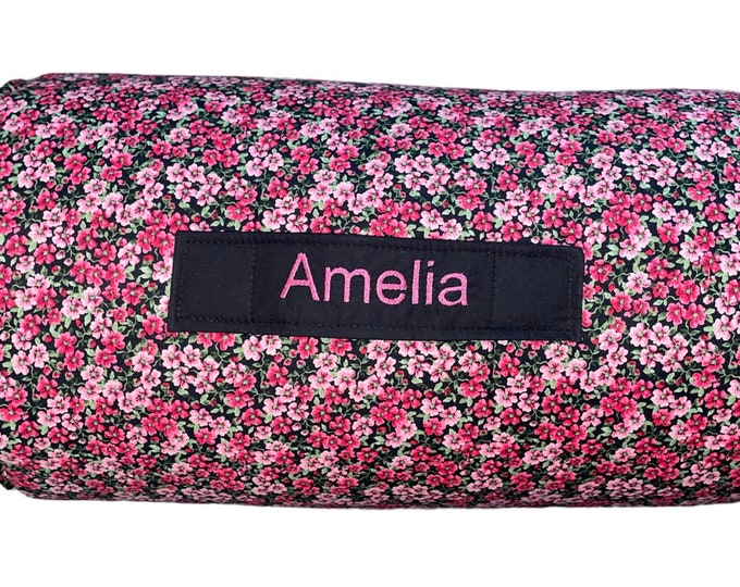 Petite Blooms: Personalized Small Floral Nap Mat for Daycare Bliss and On-the-Go Naptime with Customized Name