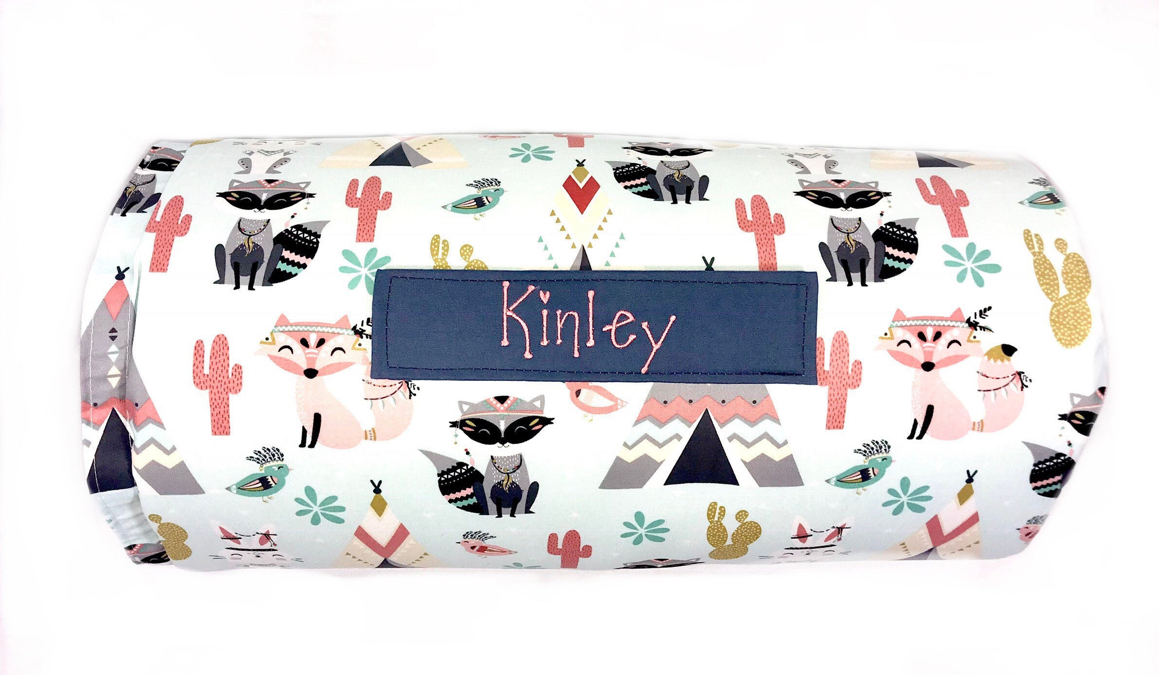 Tribal Fox & Teepee ultraplush preschool kids nap mat, personalized