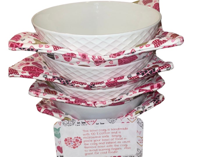 4 Valentine’s Microwave Bowl Huggers, Multipurpose Microwave Bowl Holder for Kitchen Use, Soup Bowl, Oatmeal Bowl, Ice-cream Bowl hugger