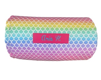 Mermaid Serenity: Scales-Themed All-in-One Nap Mat with Custom Embroidered Name – Perfect for Home or School Underwater Adventures