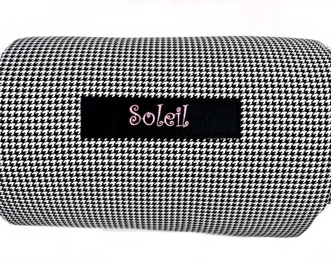 Houndstooth Nap Mat: Personalized Embroidered Travel Pillow