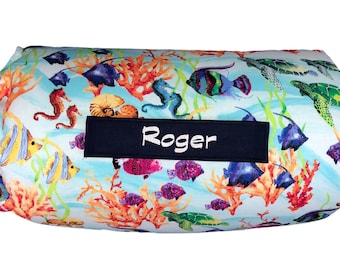 Ocean Fish Nap Mat: Personalized Embroidered Name, Removable Pillow