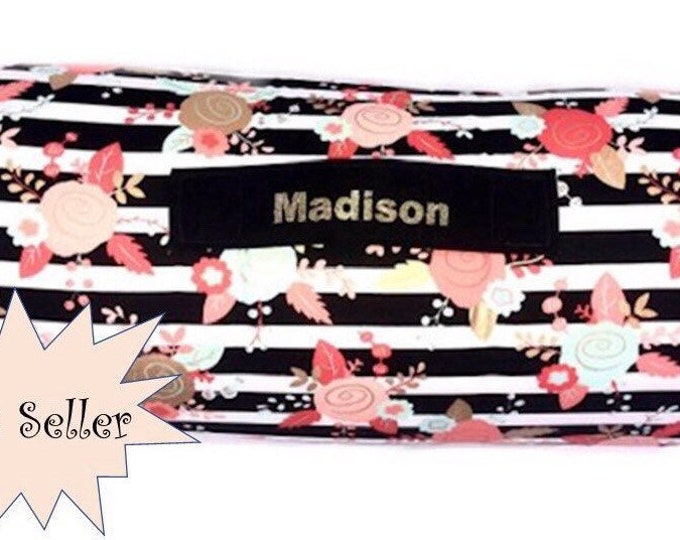Piper's Floral Harmony: Mint & Coral All-in-One Nap Mat with Personalized Embroidered Name – Cultivate Cozy Comfort at Home or School