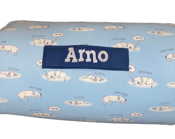 Blue Dreaming Pups: Personalized Nap Mat for Daycare Joy and On-the-Go Snuggles with Customized Name!