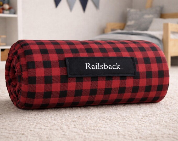 Personalized Plaid Nap Mat: Red and Black Minky Blanket, Daycare Comfort