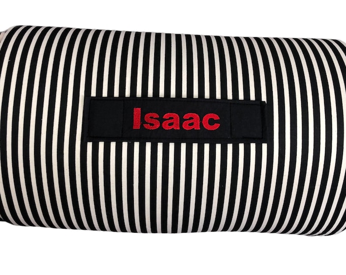 Timeless Stripes: Black & White Striped All-in-One Nap Mat with Personalized Embroidered Name – Perfect for Home or School Classic Comfort