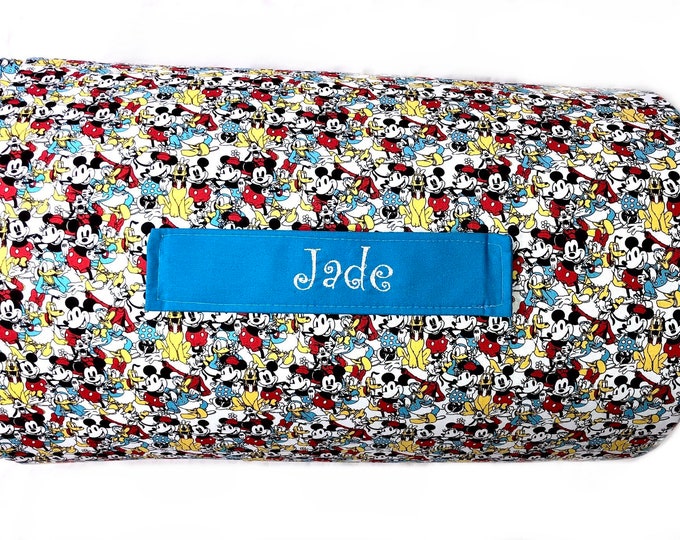 Mickey's Magic Moments: All-Over Mickey Mouse Faces All-in-One Nap Mat with Custom Embroidered Name – Perfect for Home or School Adventures