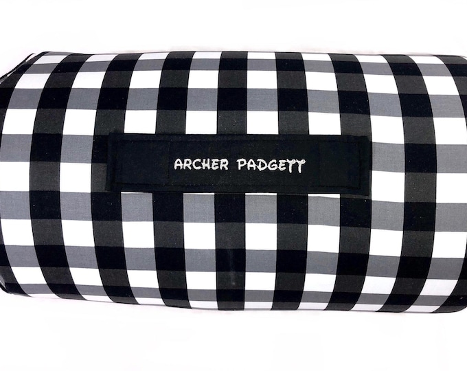 Buffalo Plaid Nap Mat: Black and White, Removable Pillow