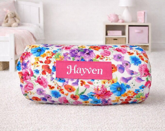 Floral Nap Mat: Personalized Embroidered Name, Removable Pillow