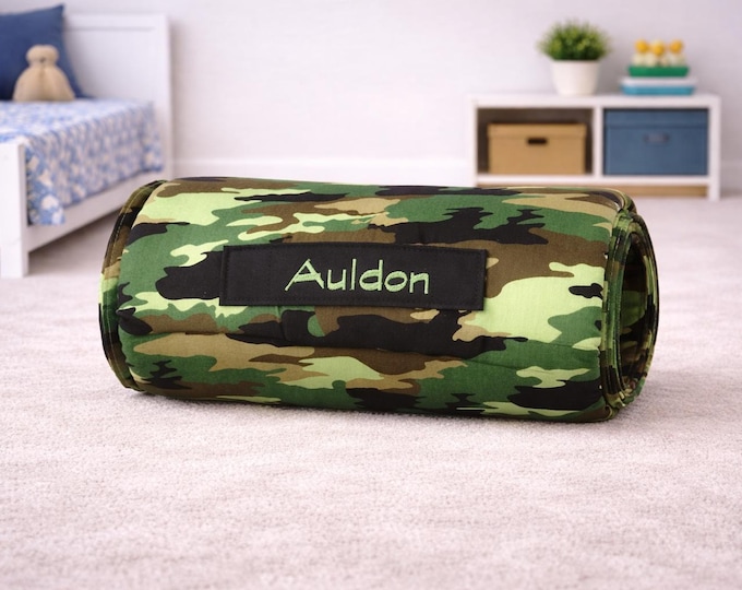 Camo Comfort: Personalized Green Camouflage Nap Mat for Daycare and On-the-Go Naps