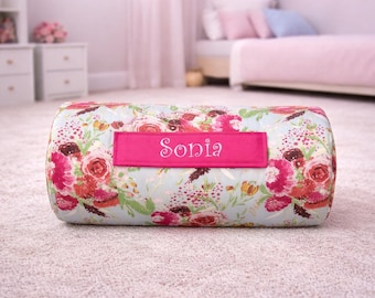 Personalized Floral Nap Mat, Pink Minky Blanket, Toddler Sleeping Bag