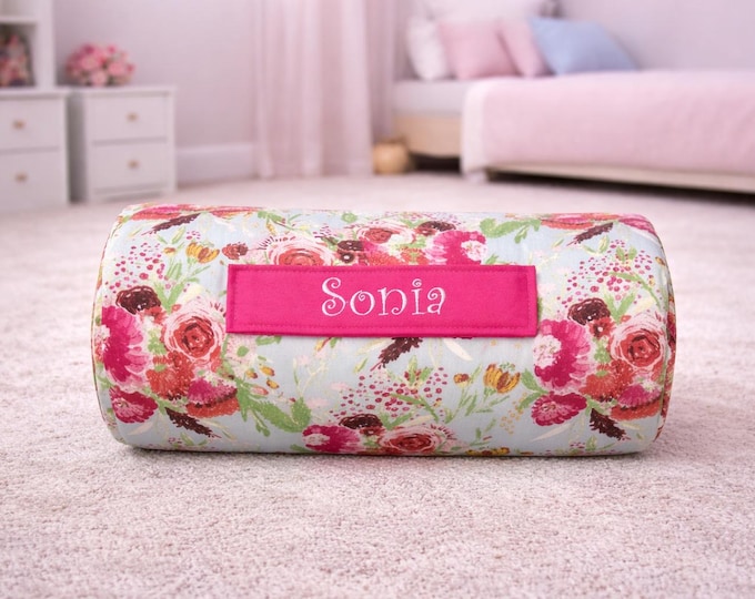 Personalized Floral Nap Mat, Pink Minky Blanket, Toddler Sleeping Bag