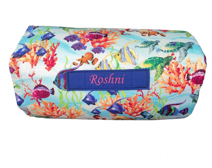 Oceanic Dreams: Colorful All-in-One Nap Mat with Custom Embroidered Name – Perfect for Home or School Adventures
