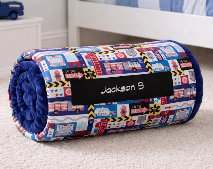 First Responders Nap Mat: Personalized Embroidered Pillow, Home or School
