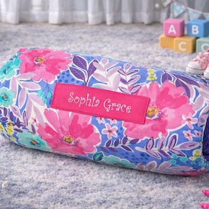 Personalized Floral Nap Mat: Minky Blanket, Removable Pillow