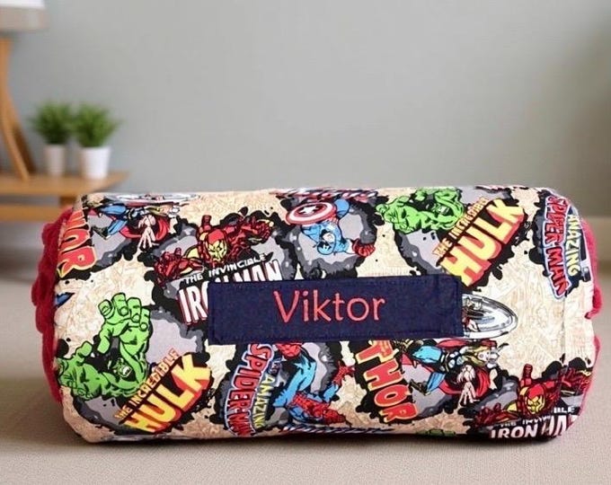 Marvelous Red Personalized Nap Mat: Daycare Delights and On-the-Go Adventures for Your Little Superhero!