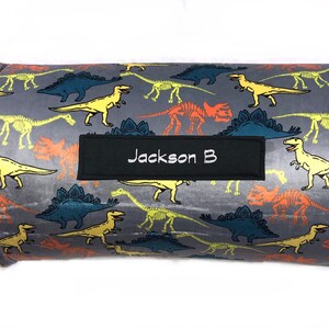 Dinosaur Minky Nap Mat: Personalized Embroidered Name, Removable Pillow