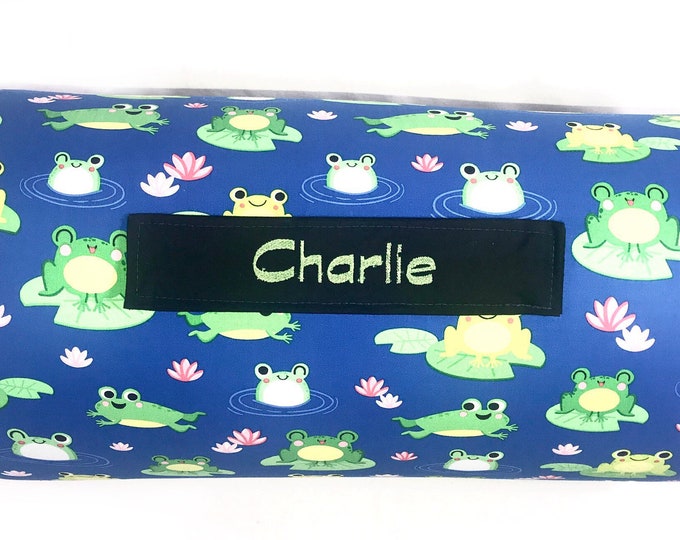 Froggy Haven: Pond Friends Themed All-in-One Nap Mat with Custom Embroidered Name – Perfect for Home or School Adventures