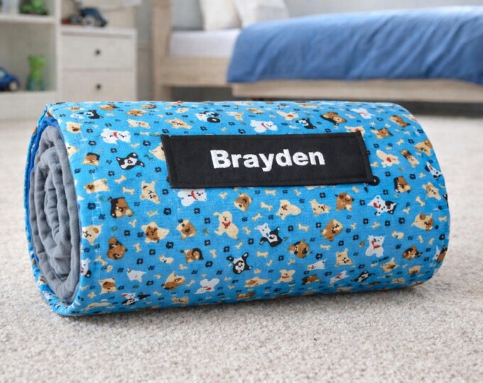 Personalized Puppy Dog Nap Mat, Roll Up Daycare Sleeping Mat