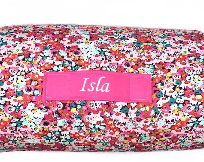 Petite Garden Whispers: Personalized Small Floral Medley Nap Mat for Daycare Serenity and On-the-Go Naptime with Customized Name