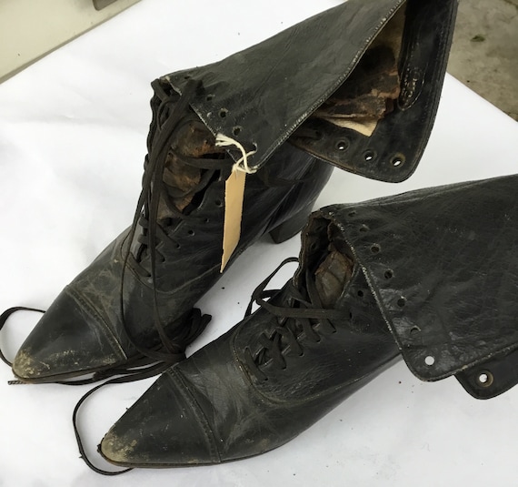 Victorian boots in leather marked Walk Over on lab
