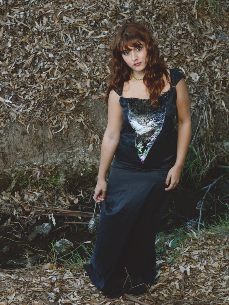 Floor Length Black Silk Dress