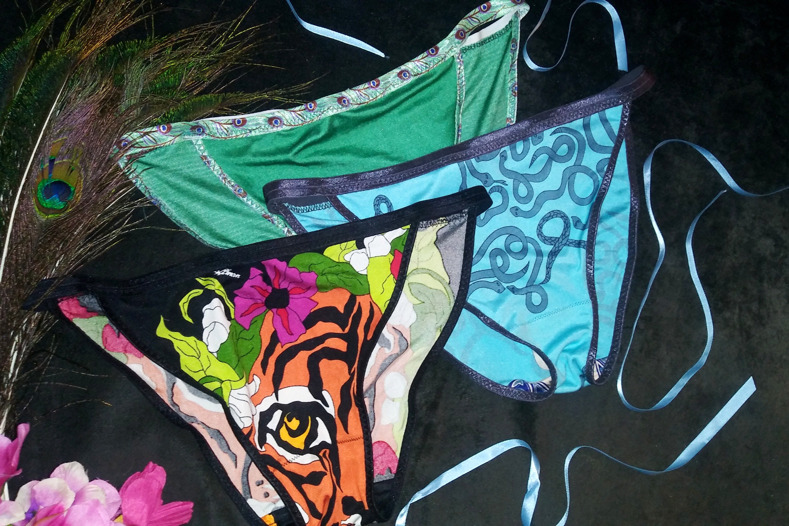 Wild Animal 3-pack Silk Lingerie Set Animal Print 100% Pure Silk Jersey  Panties in Your Choice of Underwear Style 