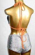 Iridescent Mermaid Booty Shorts Bikini Bottoms in Silver Holographic Metallic Fish Scale Print