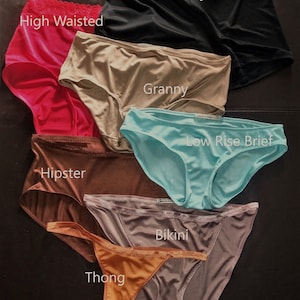 Solid 7-Pack Silk Lingerie - 100% Pure Silk Jersey Panties in Your Choice of Underwear Style