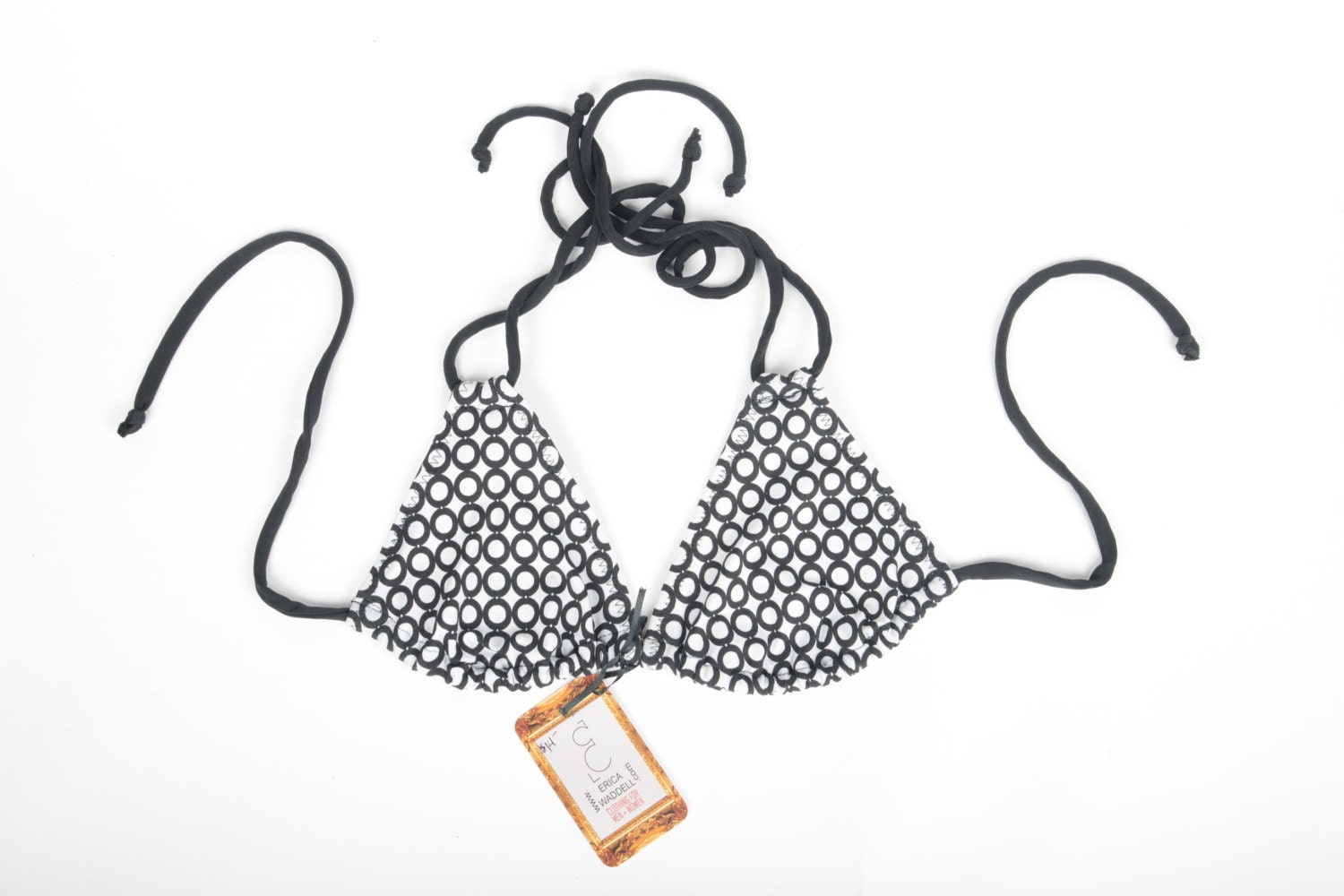 Chain String Top String Bikini Top - Black and White Chain Link Print With Black Ties - Etsy