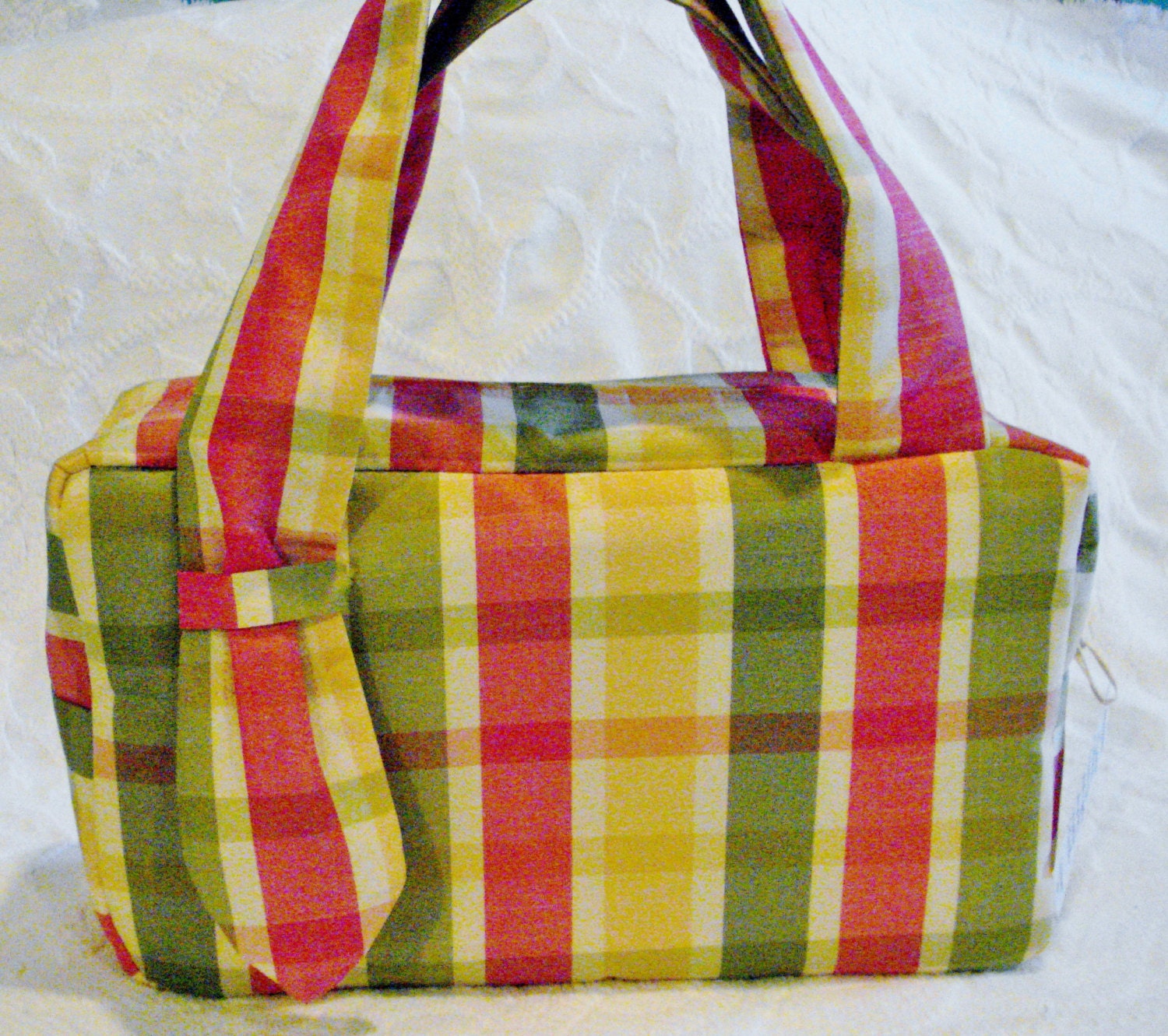 Toiletry Bag, Handbag, Large Cosmetic Bag, Pink Plaid, Carry All Bag - Etsy