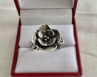 Sherry Tinsnan Metalcraft Sterling Silver 925 Dogwood Ring Size 7.5 Hallmark Sterling W/ Signature