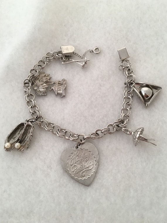 Charms Pom Pom Bracelet 925 Sterling Silver 6 Cha… - image 1