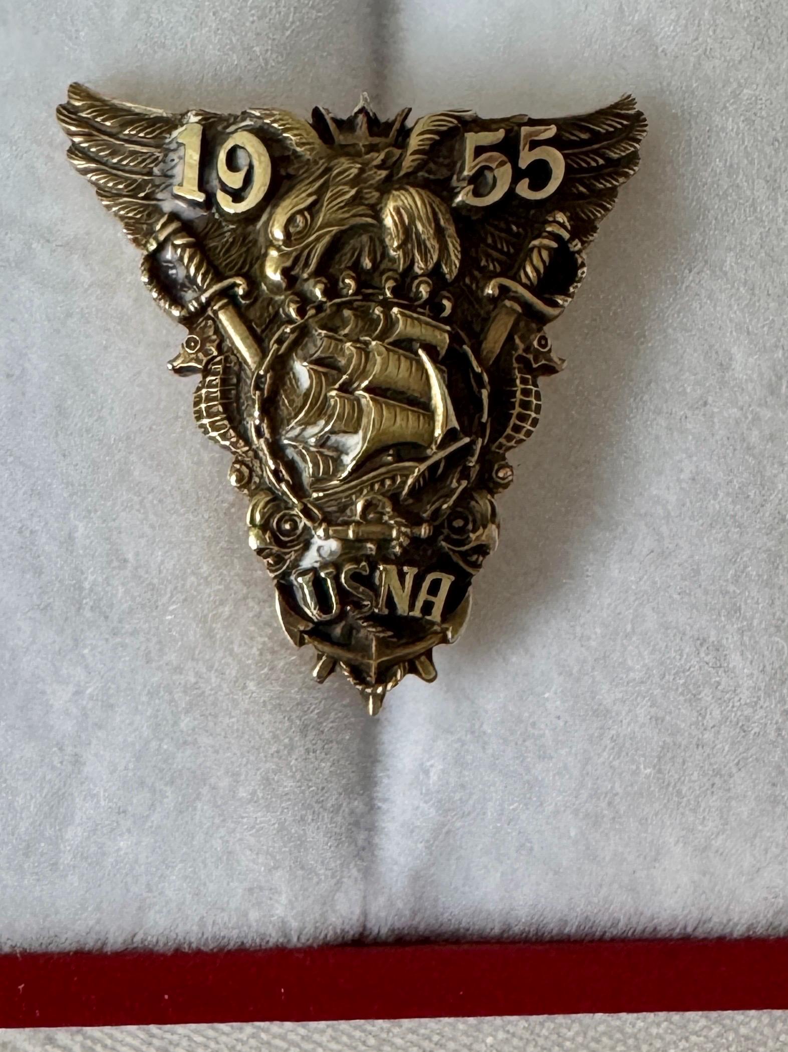 14K Solid Gold 1955 United States USNA Naval Academy Class Pin