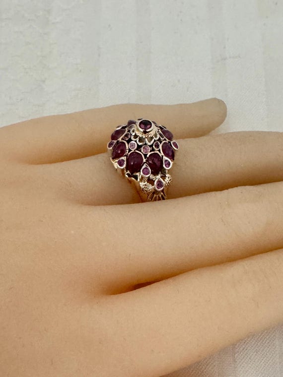 18K Solid Gold Princess Thai Natural Ruby Natural… - image 4