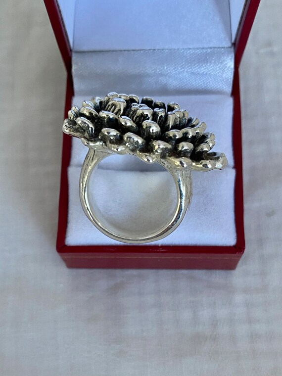 Hugh Flower Puffy Statement Ring SterlingSilver 9… - image 6