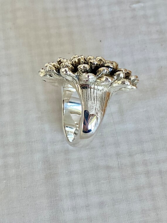 Hugh Flower Puffy Statement Ring SterlingSilver 9… - image 7