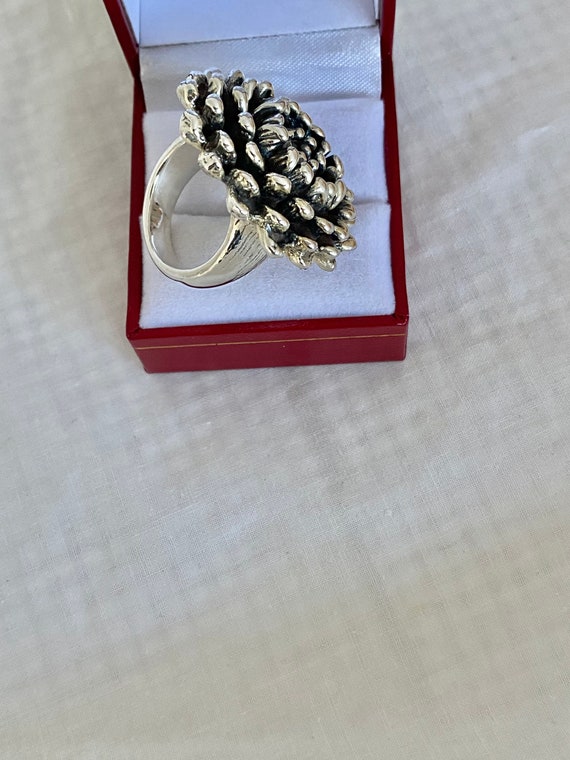 Hugh Flower Puffy Statement Ring SterlingSilver 9… - image 5
