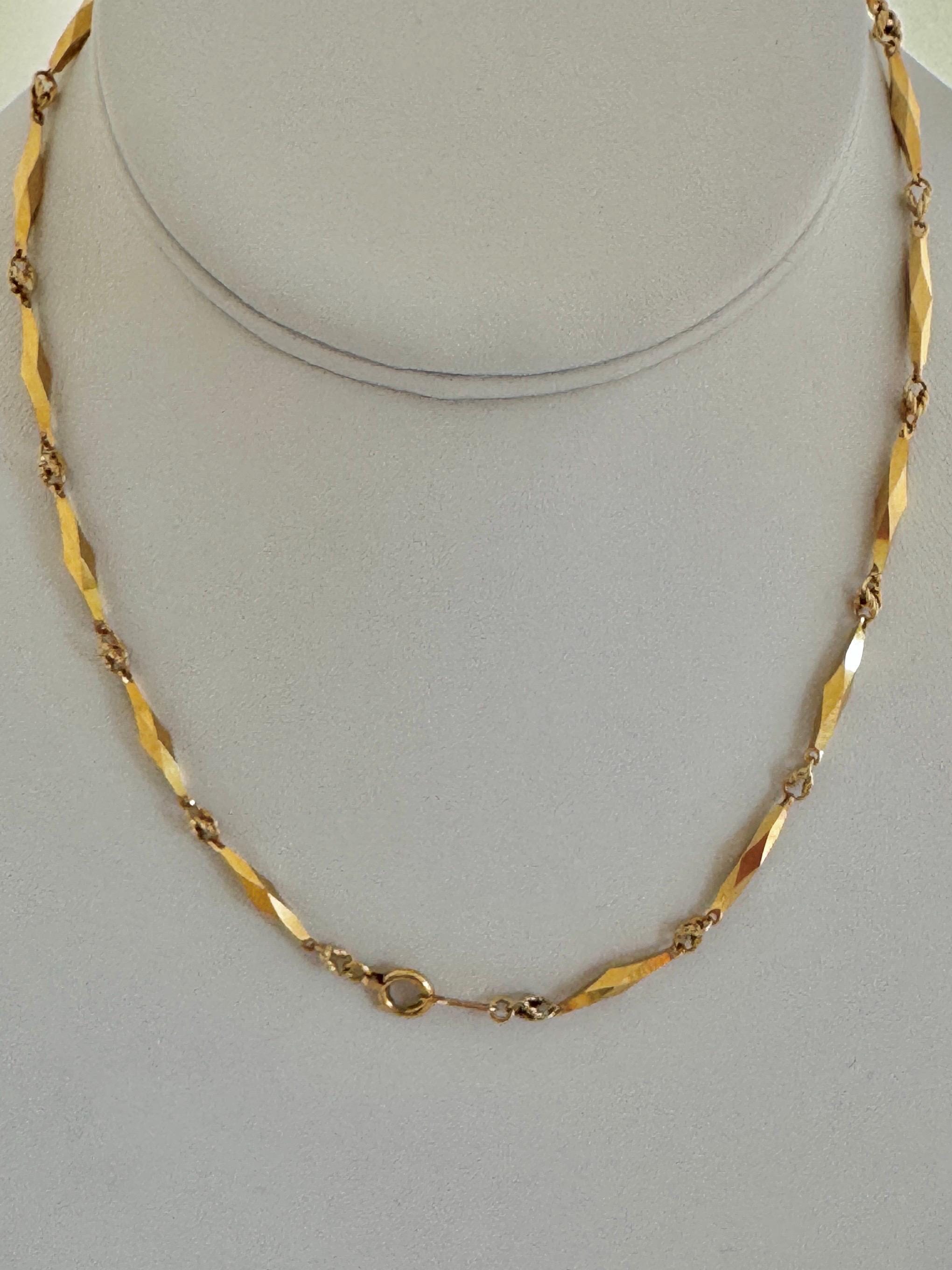 18K Solid Links Gold L- 15 1/2” Mirror Finish Chain Link Necklace