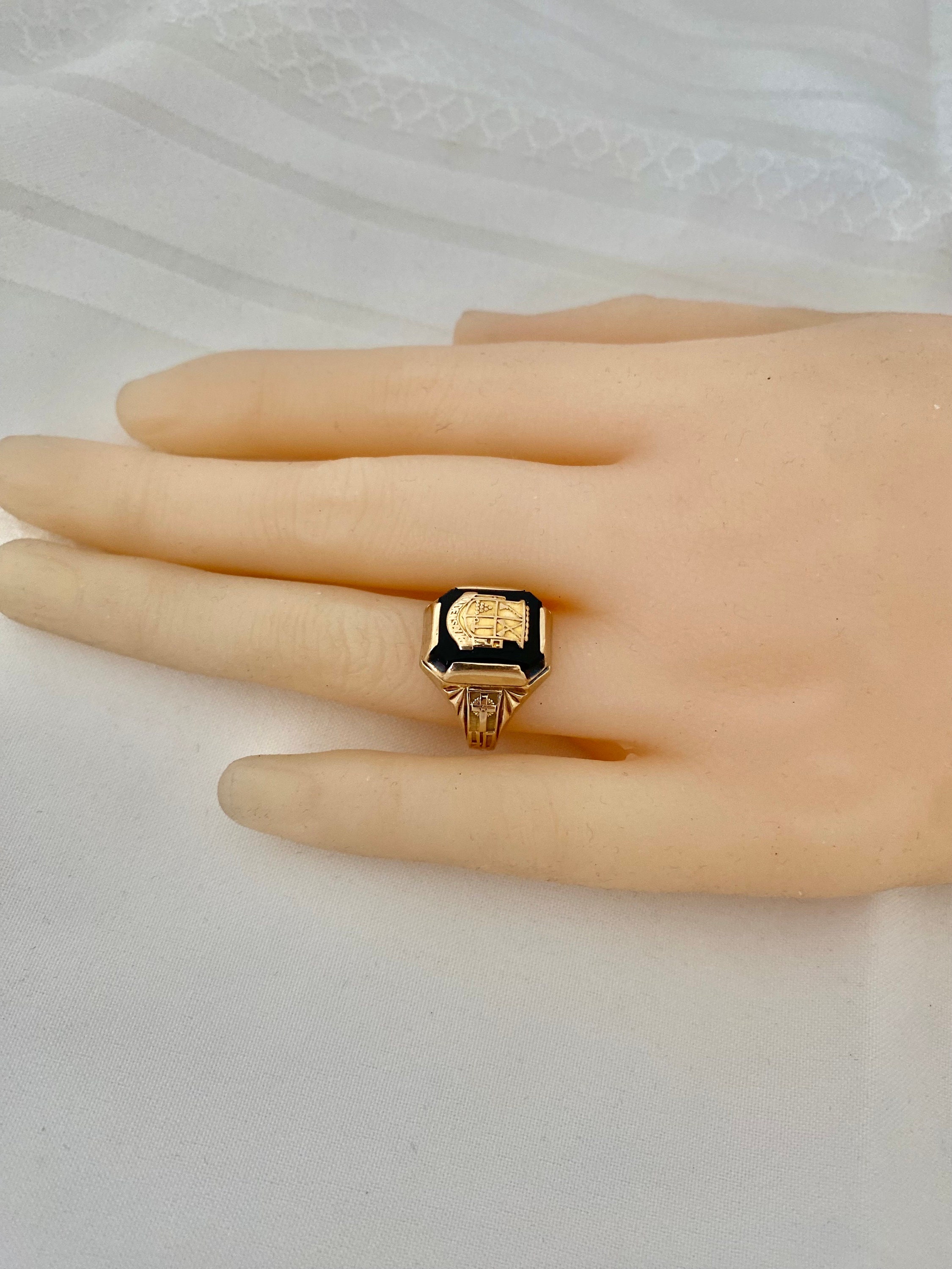 アクセサリー Vintage Salvation Army K10 gold Ring 10K Solid Gold 1940 Bladensburg Class Ring Aged Patina Some