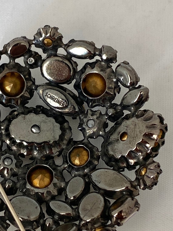 Iconic Exquisite Schreiner Vintage Huge Brooch Ea… - image 4