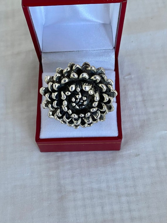 Hugh Flower Puffy Statement Ring SterlingSilver 9… - image 3