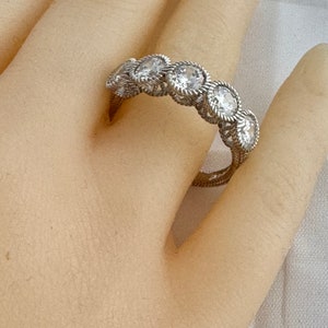 Judith Ripka 5 Diamonique CZ Cable Ring Unique Design 925 Sterling Silver Size 10 Grams 4.5 New Unworn W/Box See Photo