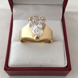 Couture Vermeil CZ Pear Shape Sterling Silver Ring 925 Hallmark Sterling Lind