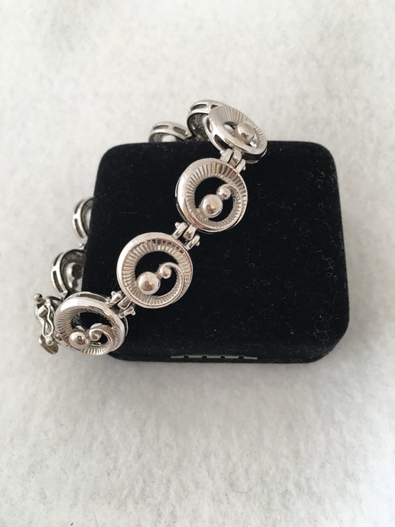 Swirl Bead 925  Round Link Bracelet 10 Sections H… - image 1