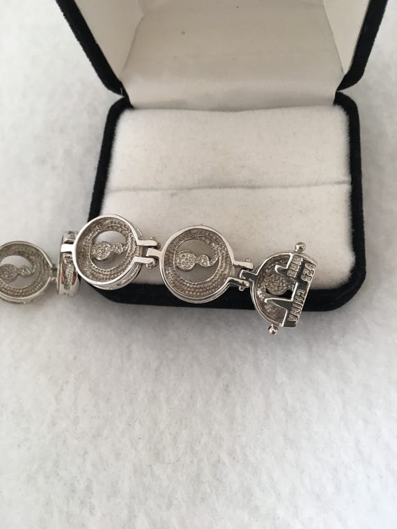 Swirl Bead 925  Round Link Bracelet 10 Sections H… - image 2
