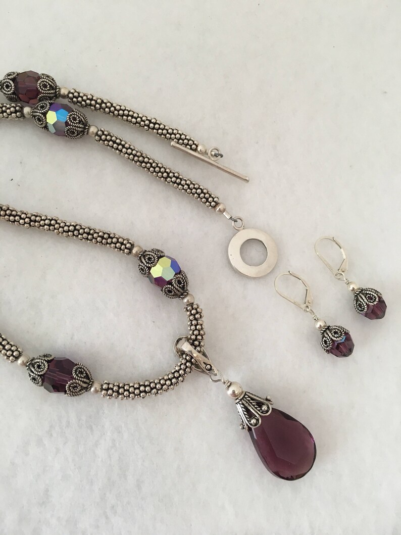 Bead Enhancer Exquisite Amethyst Iridescent Faceted Bead Teardrop Enhancer Sterling ...
