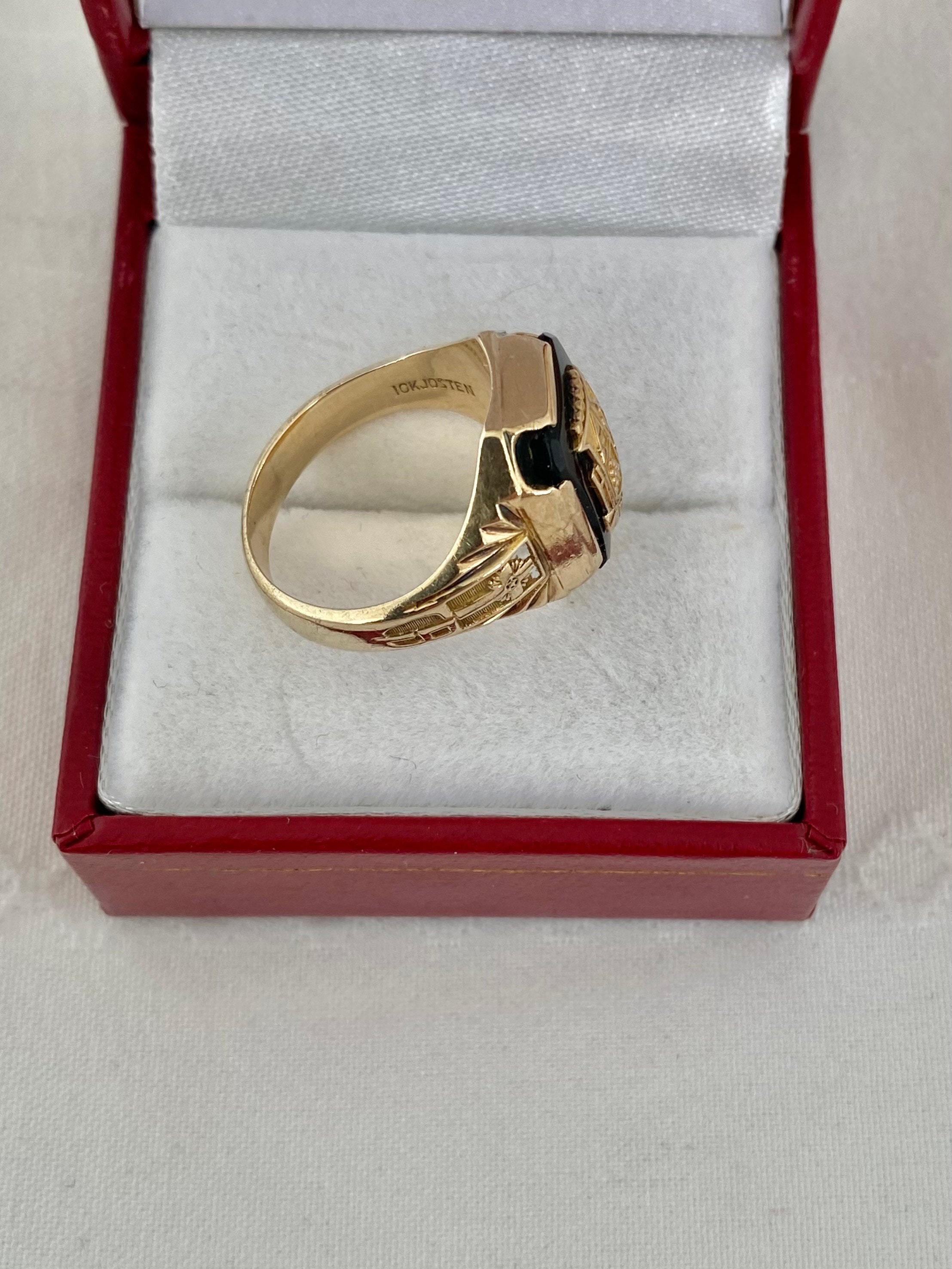 アクセサリー Vintage Salvation Army K10 gold Ring 10K Solid Gold 1940 Bladensburg Class Ring Aged Patina Some