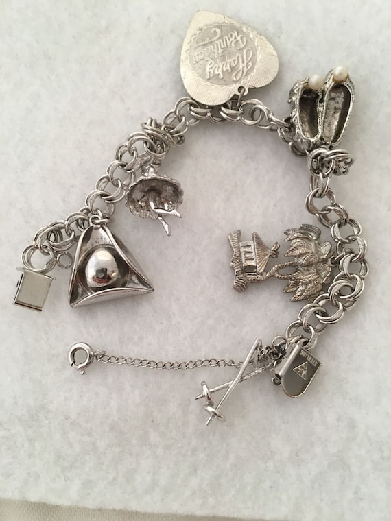 Charms Pom Pom Bracelet 925 Sterling Silver 6 Cha… - image 2